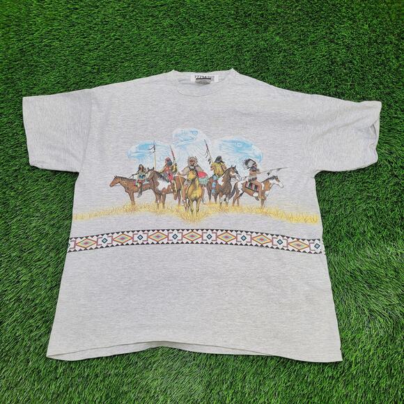 Vintage 1991 Native-American Shirt L/XL 23x28 Wrap-Around - Picture 1 of 16